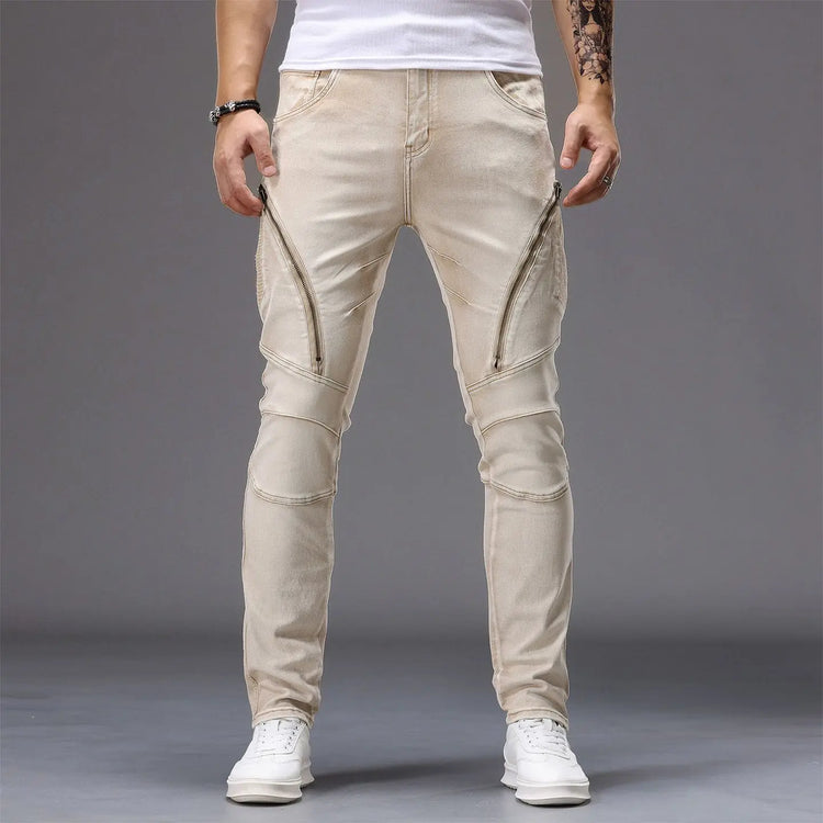 Men's Casual Jeans Vintage Straight Leg Elastic Slim Fit Autumn Winter Sweatpants Trousers Skinny Y2k Jeans Men's Cargo Pants