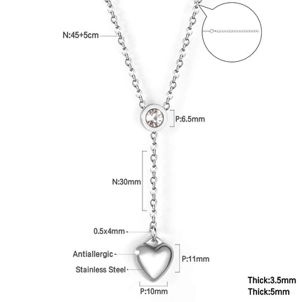 LUXUSTEEL Round CZ Pendant Necklace For Women White Colorful Cubic Zirconia Stainless Steel Collar Simple Luxury Wedding Jewelry PlatiNum