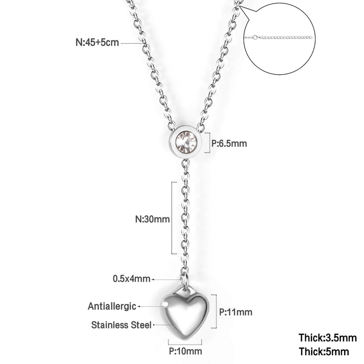 LUXUSTEEL Round CZ Pendant Necklace For Women White Colorful Cubic Zirconia Stainless Steel Collar Simple Luxury Wedding Jewelry PlatiNum