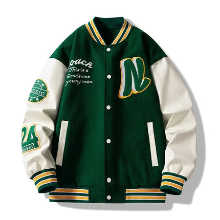 Men's Embroidered Jacket Baseball Jacket American Retro Couple Jacket Brown School Uniform Jacket Autumn Jacket Fashionable