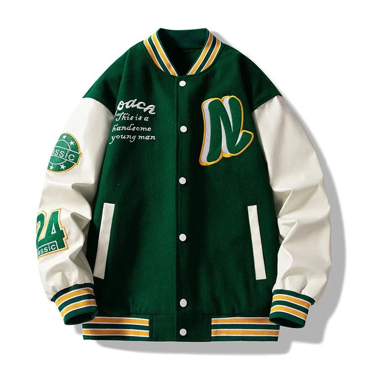 Men's Embroidered Jacket Baseball Jacket American Retro Couple Jacket Brown School Uniform Jacket Autumn Jacket Fashionable