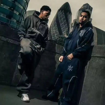 American Y2K Casual Zipper Hoodie Sweatpant Two Piece Set HipHop Oversized Embroidery Sweatshirts Men Women Casual Pants PlatiNum