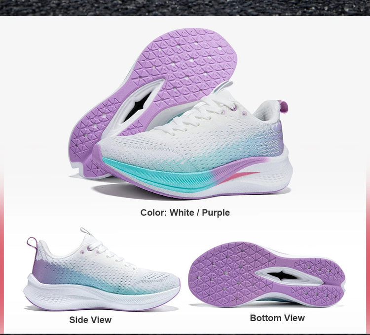 Baasploa Running Shoes Men Carbon Plate Professional Cushioning Anti-slip Sneaker Female Casual Breathable Jogging Sports Shoes PlatiNum