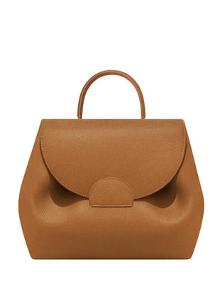 Mini borsa a mano in pelle martellata con chiusura a piega arrotondata, manico corto e tracolla rimovibile per l'uso quotidiano