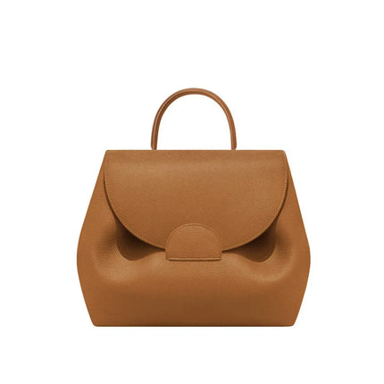 Mini borsa a mano in pelle martellata con chiusura a piega arrotondata, manico corto e tracolla rimovibile per l'uso quotidiano