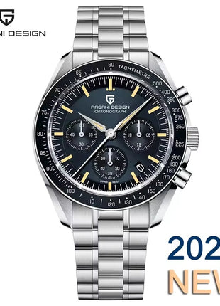 Nuovo Orologio da Uomo PAGANI DESIGN Gold Moon 2026, Cronografo Sportivo al Quarzo VK63, con Vetro Zaffiro AR, Impermeabile, Luminoso, in Acciaio Inossidabile, Lunetta in Ceramica, Regalo