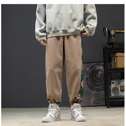 Pantaloni casual alla moda Abbigliamento da uomo Cotone Samurai giapponese Ricamo Patchwork Pantaloni Harem Pantaloni Harajuku oversize da uomo
