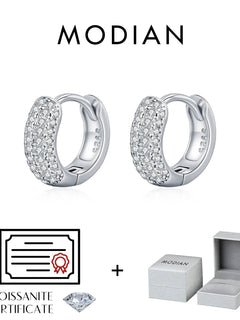 MODIAN D Colore Scintillante Moissanite Fibbia Dell'orecchio 925 Sterling Silver Cerchio di Lusso Orecchini A Cerchio Per Le Donne Da Sposa Gioielleria Raffinata