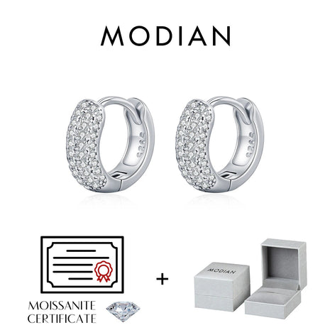 MODIAN D Colore Scintillante Moissanite Fibbia Dell'orecchio 925 Sterling Silver Cerchio di Lusso Orecchini A Cerchio Per Le Donne Da Sposa Gioielleria Raffinata platinumshop