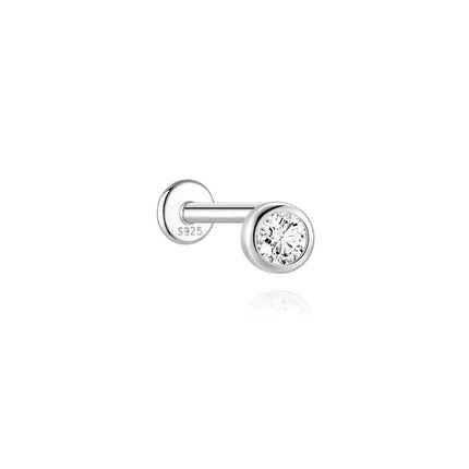 BOAKO 925 Sterling Silver Moissanite 2/3/4mm Round  For Woman 1 Piece geometric Piercing Earrings Party Wedding Fine Jewelry PlatiNum