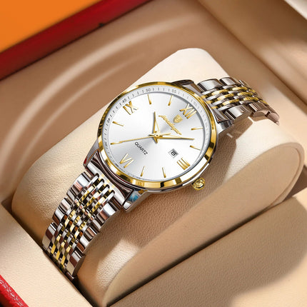 POEDAGAR Orologio da Donna Raffinato Impermeabile Luminoso con Data, Orologio da Polso Femminile di Alta Qualità in Acciaio Inossidabile, Elegante Orologio al Quarzo per Donne platinumshop