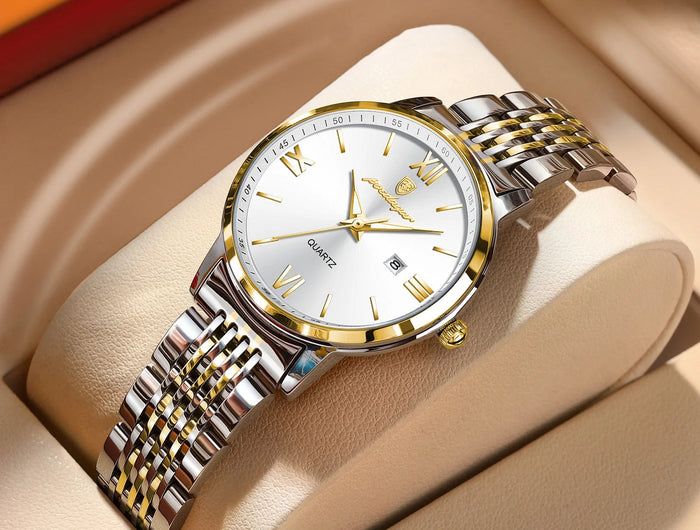 POEDAGAR Orologio da Donna Raffinato Impermeabile Luminoso con Data, Orologio da Polso Femminile di Alta Qualità in Acciaio Inossidabile, Elegante Orologio al Quarzo per Donne platinumshop