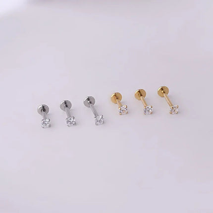 Orecchini a bottone per trago penetrante in acciaio inossidabile da 2 pezzi, orecchino per cartilagine elicoidale con labret di cristallo piccolo per gioielli per il corpo delle donne platinumshop