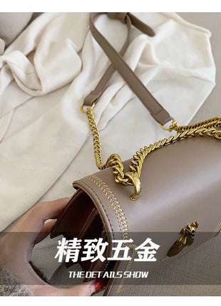CGCBAG Luxury Brand Women Handbag 2024 New Retro Bee Female Shoulder Bag Simple High Quality Leather Designer Crossbody Bags PlatiNum