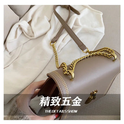 CGCBAG Luxury Brand Women Handbag 2024 New Retro Bee Female Shoulder Bag Simple High Quality Leather Designer Crossbody Bags PlatiNum