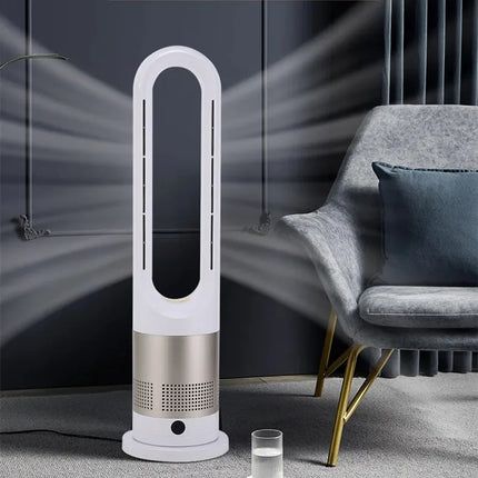 Ventilatore a torre elettrico senza lama con riscaldatore per condizionatore d'aria in piedi con raffreddamento ad aria fredda e calda con telecomando timer