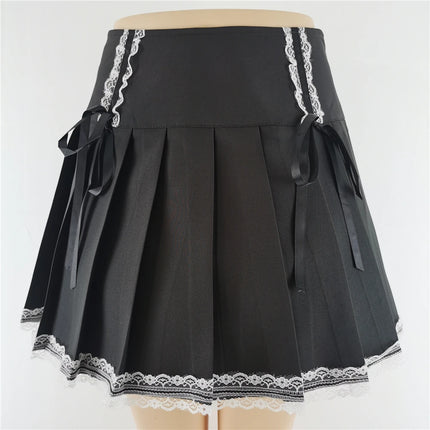 Harajuku Punk gotico nero a vita alta gonne nere donne Sexy Patchwork fasciatura Mini gonna nera Streetwear femminile
