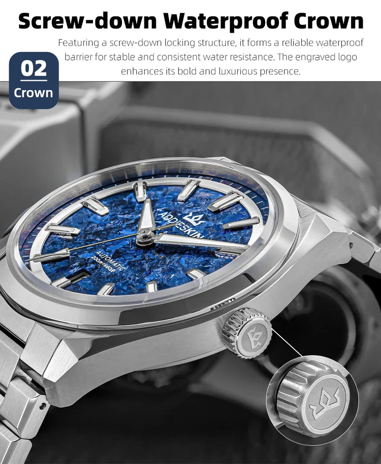 AddiesKIN K006 Men Watch BGW9 Luminous 20Bar Waterproof Ice Crystal Titanium Dial Sapphire Glass 9015 Mechanical Automatic Watch