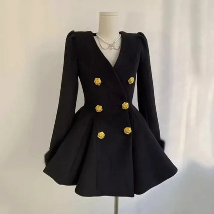 Neploe Elegant Small Fragrance Celebrity Loose Coat Moda Woolen Winter French Style Vintage Blends Slim Waist Mid-length Outwear