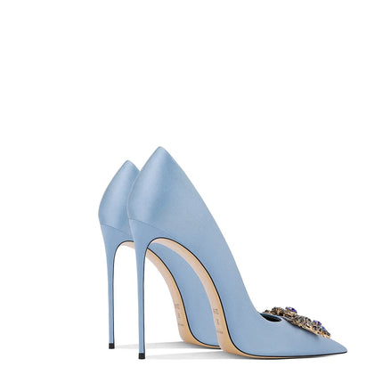 Nuove Scarpe da Donna Primavera-Autunno 2026, Tacchi Alti Blu con Punta Sottile, Strass e Fibbia Quadrata, Eleganti e alla Moda