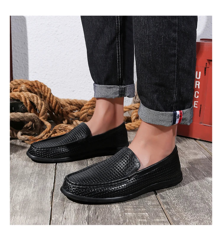 2025 Estate Scava Fuori Penny Mocassini Da Uomo Scarpe Da Barca Traspirante Uomo Mocassini In Pelle Slip On Appartamenti Mens Casual Scarpe Da Guida