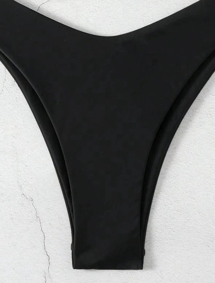 Costume da bagno bikini a perizoma da donna sexy, tinta unita bianco/nero/caffè, con laccetti, stile brasiliano, nuovo, in doppio tessuto, per la spiaggia platinumshop