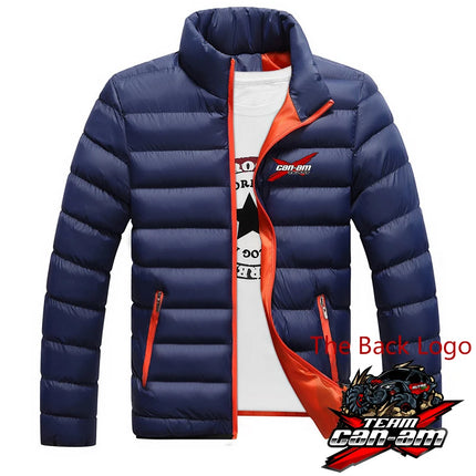 Autumn Winter Can Am Team Motorcycles Print Stand Collar Cotton Liner Jacket Men's Sports Zipper Cold Prevention Warm Down Coat