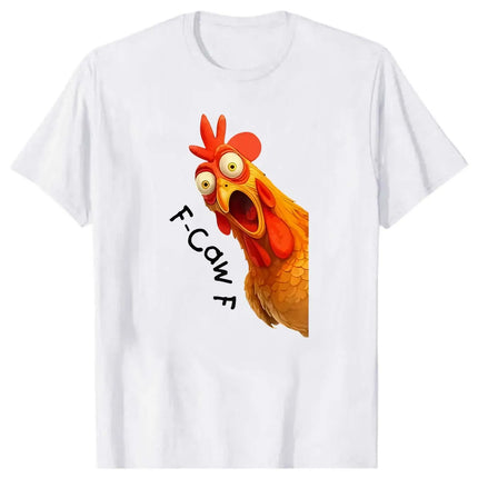 Men's Summer Casual Short Sleeve Cotton T-Shirt with Funny Rooster Pattern Print, Suitable for Outdoor and Home Wear, Unisex Style