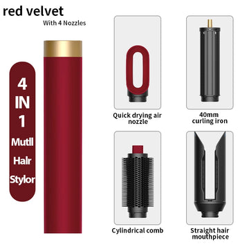 Professional 6 in 1 Cold Hot Air Styling Brush Hair Dryer Curling Iron Straightener Flat Iron 1700W Fast Dry Voluminous Waves