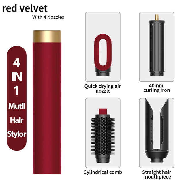 Professional 6 in 1 Cold Hot Air Styling Brush Hair Dryer Curling Iron Straightener Flat Iron 1700W Fast Dry Voluminous Waves