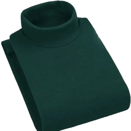 Double-Sided Fleece Long Sleeve T-Shirt Men's Autumn Winter Half High Collar Base Layer Heavyweight Warm Top Base Layer Shirt PlatiNum