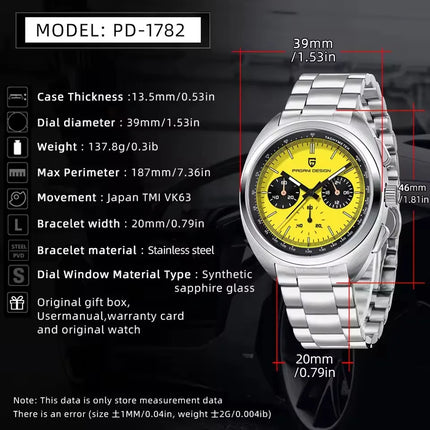 PAGANI DESIGN 2026 Nuovo Orologio al Quarzo con Quadrante Panda, Tutto in Acciaio, Movimento Giapponese, Cronografo di Lusso, Zaffiro, Luminoso, Impermeabile, Orologio da Uomo