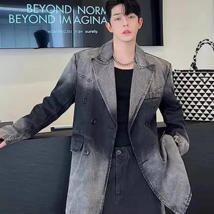 Mens Vintage Loose Fit Hip Hop Denim Jacket Straight Jeans Two Piece Set Spring Autumn Casual High Street Designer Mens Sets PlatiNum