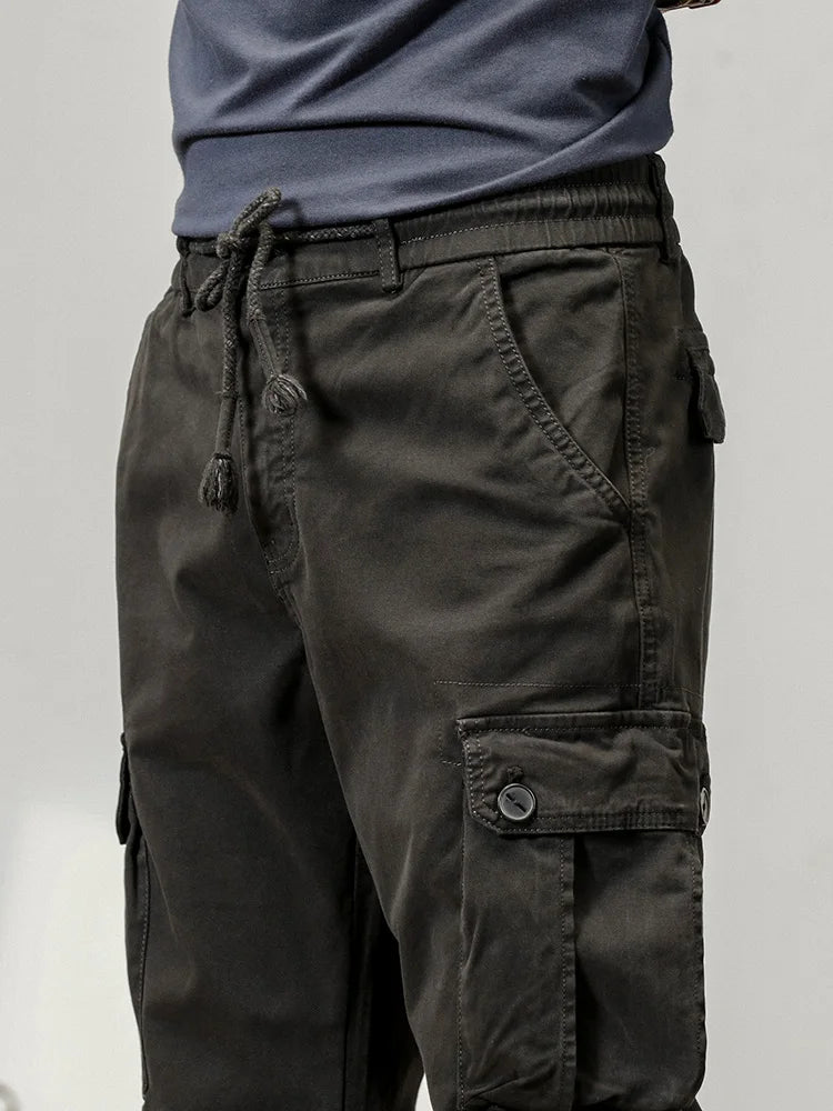 2023 New Multi-Pockets Spring Summer Cargo Pants Men Streetwear Zipper Leg Skinny Work Joggers Cotton Casual Tactical Trousers