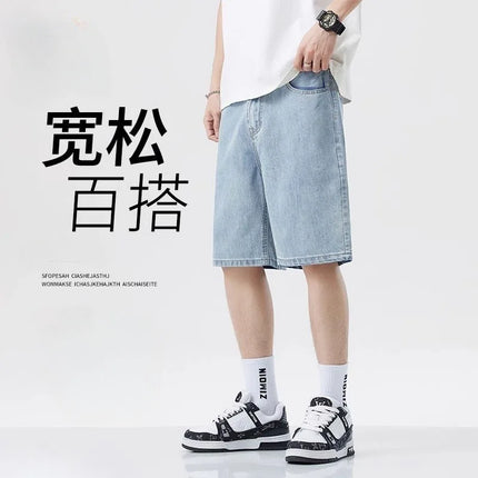 2025 Nuovi pantaloncini estivi Jeans da uomo Pantaloni in denim Stretch Blu scuro Fashion Design Jeans da uomo Slim Dritto Jeans corti maschili Hombre