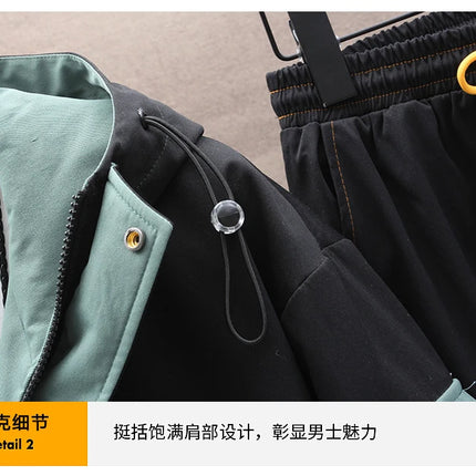 Spring Casual Men Sets Two Pieces Fashion Korean Trend Hooded Jacket + Pants Autumn Baseball Uniform Suit Man Outfit