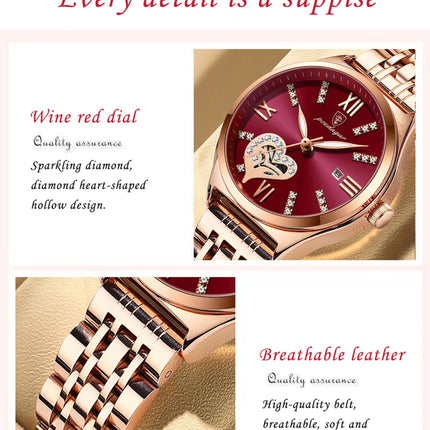 POEDAGAR Orologi di lusso da donna Orologio da donna impermeabile con data luminosa in acciaio inossidabile Orologio da polso da donna al quarzo alla moda elegante platinumshop