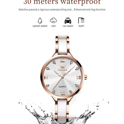 Orologio da donna OLEVS 5872, elegante orologio al quarzo con cinturino in ceramica e acciaio, impermeabile, per donna. platinumshop