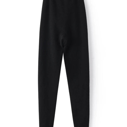 Women's Wool Leggings Slim Warm Autumn Winter High Waisted Elastic Tight Pants 100% Merino Wool Knitted Skin-friendly Leggings PlatiNum