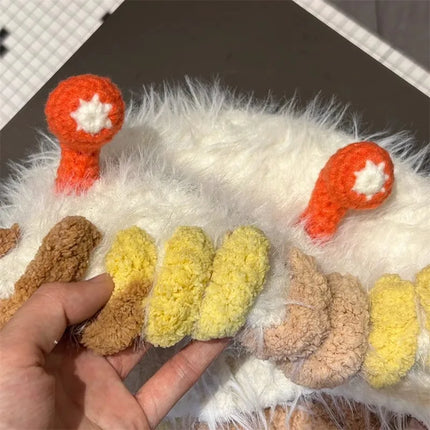 2025 Funny Monster Furry Hat for Women Autumn Winter Knitted Beanie with Braid Warm Ear Protection Hand Crochet Skullies
