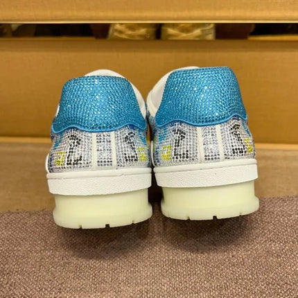 Men Diamonds Crystal Patchwork Suede Genuine Leather Shoes Lace Up Round Toe Thick Bottom Casual Shoes Height Increase Platform