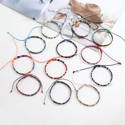 Set di 12 braccialetti Boho Surfer Beach per uomo e donna, braccialetti estivi Boho intrecciati, gioielli fatti a mano per festival platinumshop