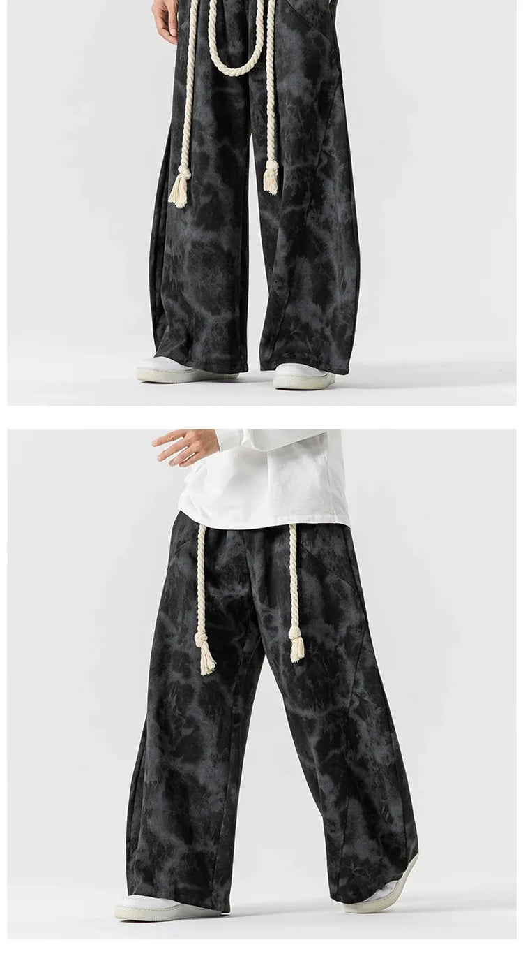 Pantaloni a gamba larga autunnali Uomo Donna Pantaloni casual stampati stile cinese Moda maschile Marea Sport Pantaloni larghi Streetwear Unisex 5XL