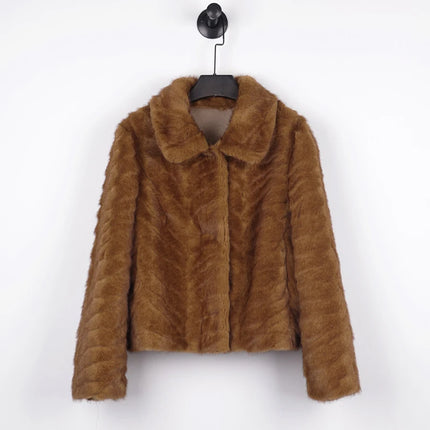ZADORIN High Quality Winter Mink Coat Woman Korean Style Lapel Short Faux Fur Coat Elegant Long Sleeve Faux Fur Jacket Coats Top