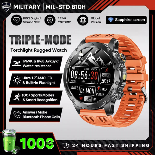 2025 Uomini Schermo AMOLED da 1,7 pollici Astuto Della Vigilanza 1000mAh Batteria Frequenza Cardiaca Chiamata Bluetooth NFC GPS Tracker Sport Fitness Orologi Nuovo platinumshop