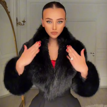 Women Elegant Long Wool Blend Coat Faux Fur Big Collar Cuff Cinched Waist Flare A‑line Maxi Coat Retro Party Outerwear Overcoat