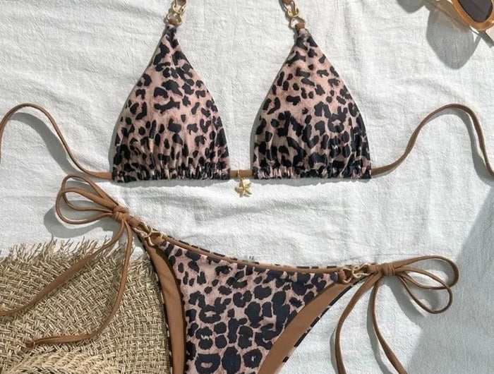 Set Bikini Sexy Nero e Bianco a Pois, Costume da Bagno Due Pezzi per Donne, Stile Americano da Spiaggia platinumshop