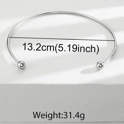 Stainless Steel Solid Ball Necklace for Women Punk Silver Color Adjustable Opening Necklace Bracelet Jewelry Accessories Gift PlatiNum