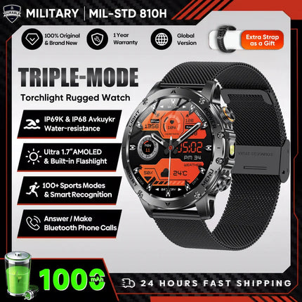 2025 Uomini Schermo AMOLED da 1,7 pollici Astuto Della Vigilanza 1000mAh Batteria Frequenza Cardiaca Chiamata Bluetooth NFC GPS Tracker Sport Fitness Orologi Nuovo platinumshop