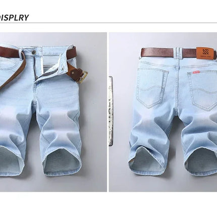 2025 Estate Marca Stretch Sottile Bermuda Masculina Cotone Denim Jeans Jorts Uomo Al Ginocchio Morbido Ropa Hombre Pantaloncini